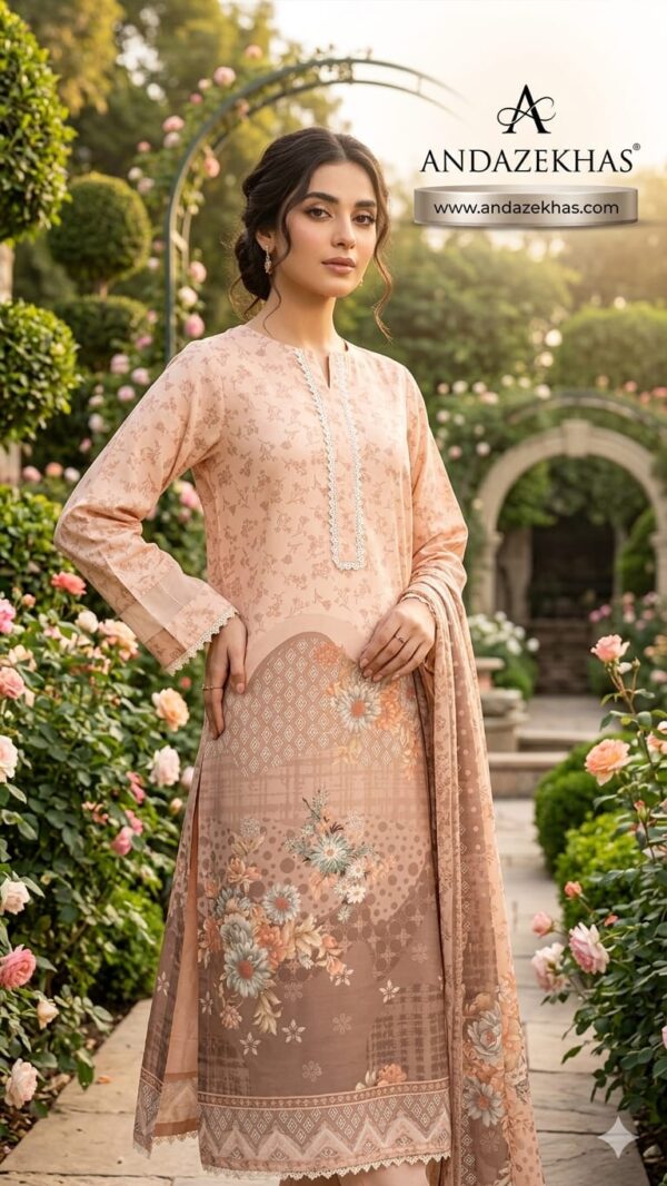 Cotton Embroidered Stitched 3-Piece Suit