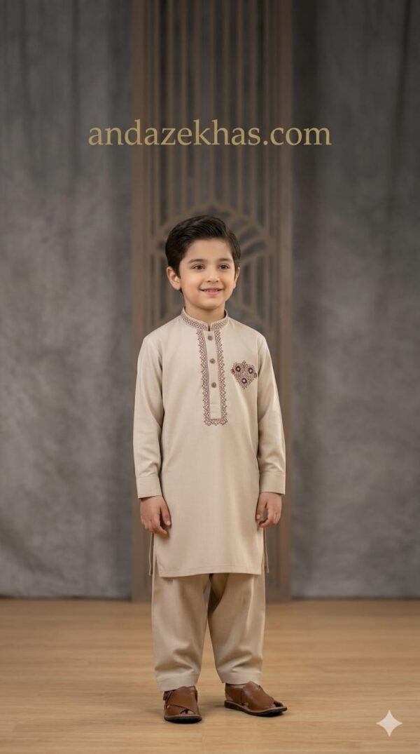 Kids Wash & Wear Embroidered Ban Kameez Shalwar